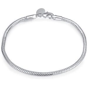 Sterling Silver Charm Bracelet Snake Chain